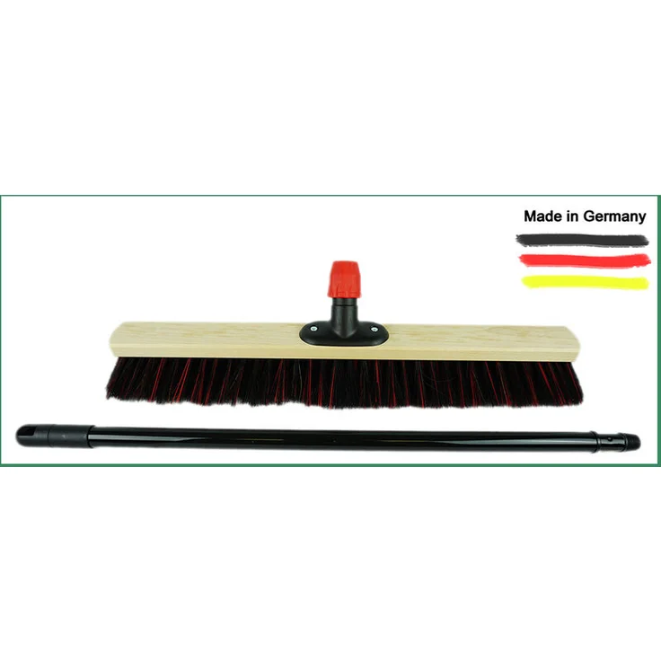 Straßenbesen 50 cm I Besen mit Stiel ausziehbar I Arenga-Elaston schwarz-rot I Grob I Industriebesen Kehrbesen Gartenbesen Hofbesen Novaliv