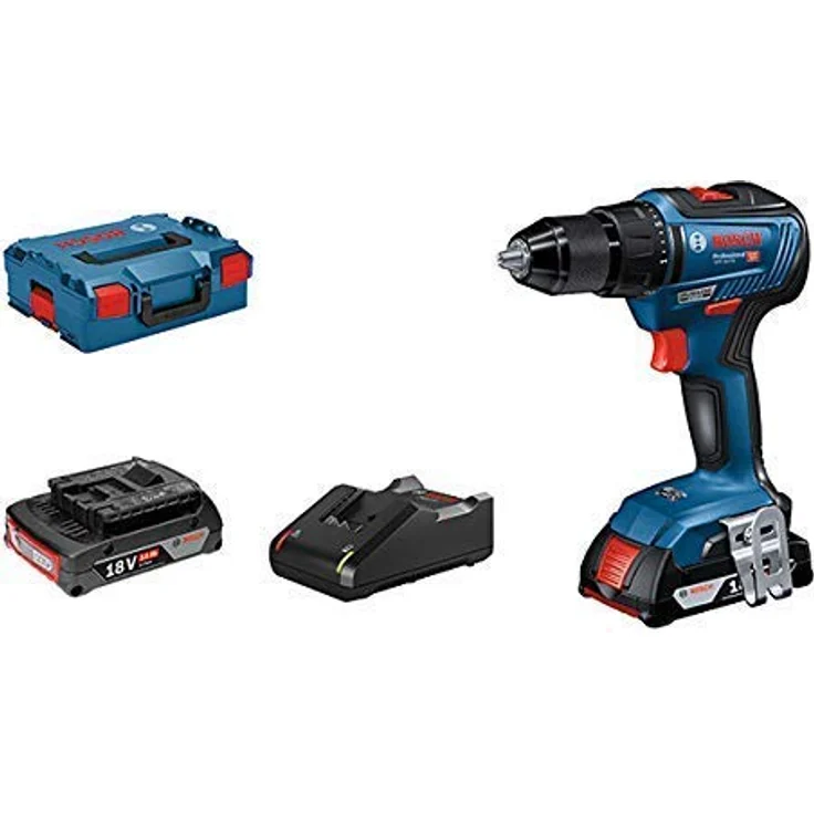 Bosch Professional 06019H5201 18V System Bohrmaschine GSR 18V-55 (2X 2.0 Ah Akku,max. Drehmoment: 55Nm,in L-Boxx),18 V,blau – Bild 1