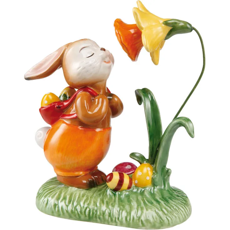 Goebel Dekofigur Die duftet aber gut, Hasenfigur, Hase, Ostern, Steingut, Bunt, 66844621