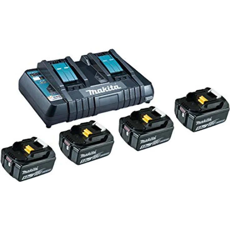 Makita Power Source Kit BL1850B Starter-Set, 4 x Werkzeugakku 18 V / 5Ah mit Ladestandsanzeige, mit Ladegerät (199483-0) – Bild 1