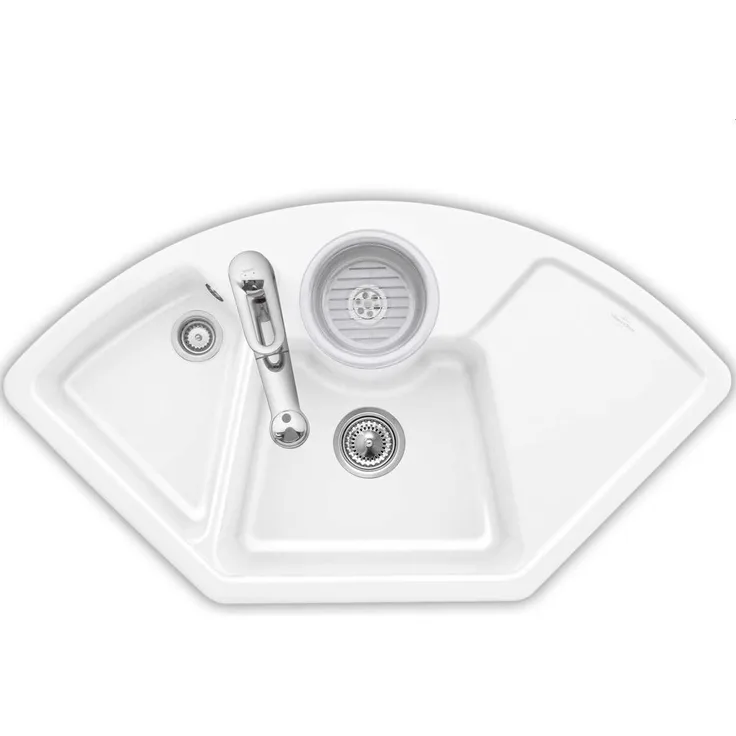 Villeroy & Boch Solo Eck Weiß (alpin) - 6708 01 R1 Keramikspüle Handbetätigung