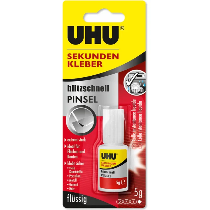 UHU Sekundenkleber blitzschnell Pinsel flüssig 5 g