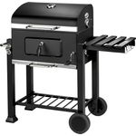 Tectake Holzkohlegrill höhenverstellbar, schwarz, Grillfläche 55 x 36 cm