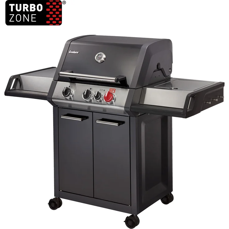 Enders Black Pro 3 K Turbo Monroe Gasgrill, direktes Grillen, indirektes Grillen, Piezozündung, schwarz, mit Thermometer – Bild 1