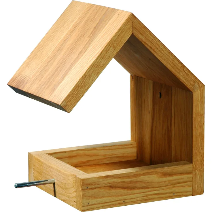 Luxus-Vogelhaus 46850e Eichenholz Vogelfutterhaus zum Aufhängen mit Satteldach und Anflugstange