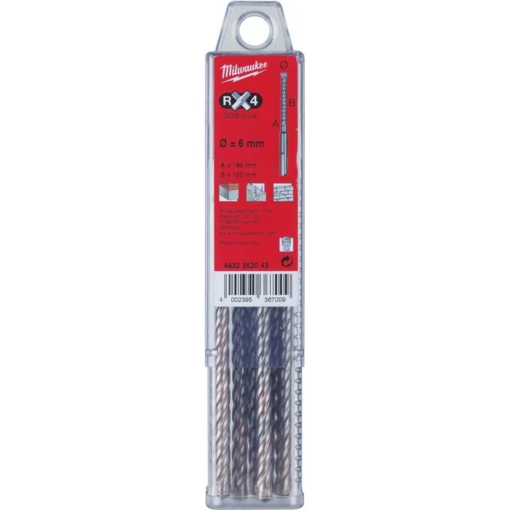 Milwaukee Hammerbohrer RX4 SDS-Plus, Ø 6mm x 160mm, 10er-Pack
