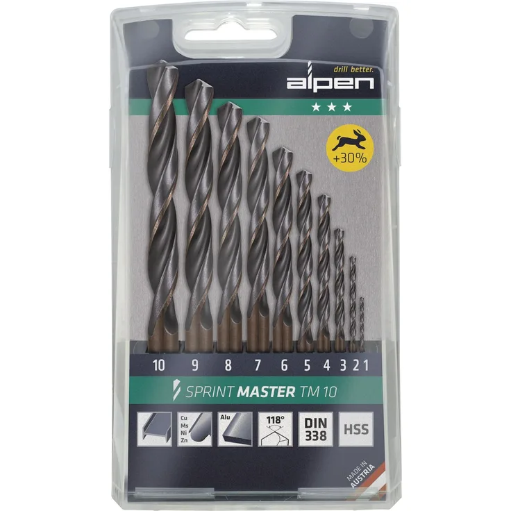 Alpen 811092100 Sprint Master TM10 Spiralbohrersatz 1 - 10mm , 10 Stück