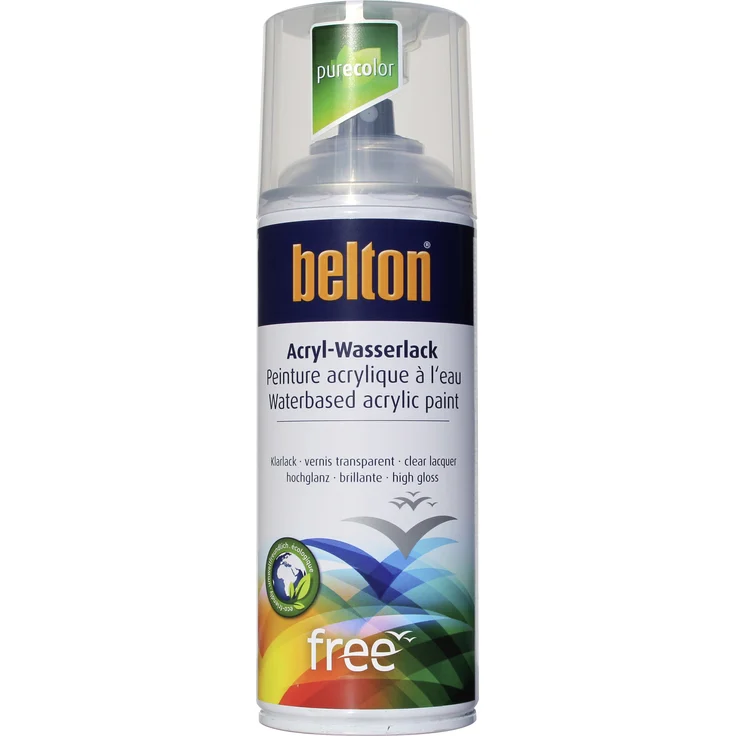 belton free Lackspray 400 ml, Acryl Wasserlack, Klarlack hochglanz – Bild 1