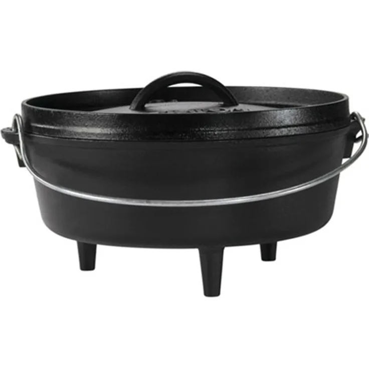 Lodge Camp Dutch Oven (flach), Topf mit 3 Füßen, inkl. Deckel