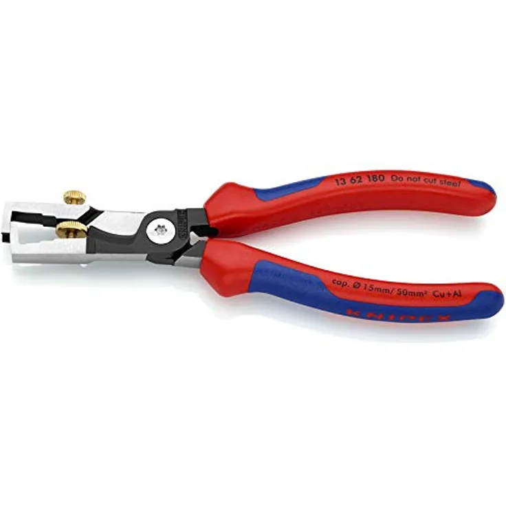 KNIPEX 13 62 180 StriX Abisolierzange mit Kabelschere schwarz atramentiert mit Mehrkomponenten-Hüllen 180 mm