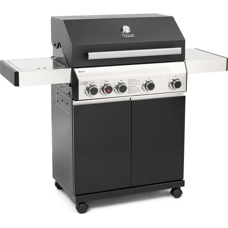 TAINO BLACK 4+1 93584 Gasgrill mit Seitenbrenner Gasgrill 4 Brenner Standgrill Matt Schwarz – Bild 1