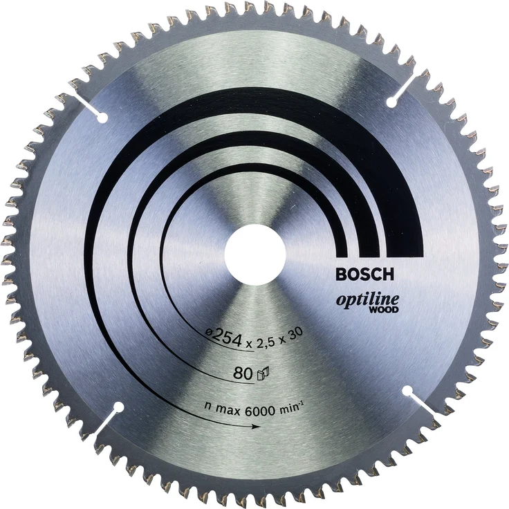 Bosch Professional Kreissägeblatt Optiline Wood (für Holz, 254 x 30 x 2,5 mm, 80 Zähne, Zubehör Kreissäge) – Bild 1