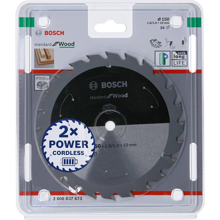 Bosch Professional Kreissägeblatt Standard for Wood (Holz, 150 x 10 x 1,6 mm, 24 Zähne, Zubehör Akku Kreissäge) – Bild 1
