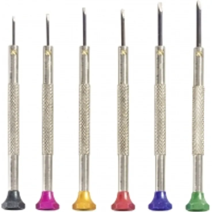 Uhrmacher-Schraubendreher-Satz 12teilig Klingenbreite: 0.8 mm, 1 mm, 1.2 mm, 1.4 mm, 1.6 mm, 1.8 mm TOOLCRAFT 12-delar