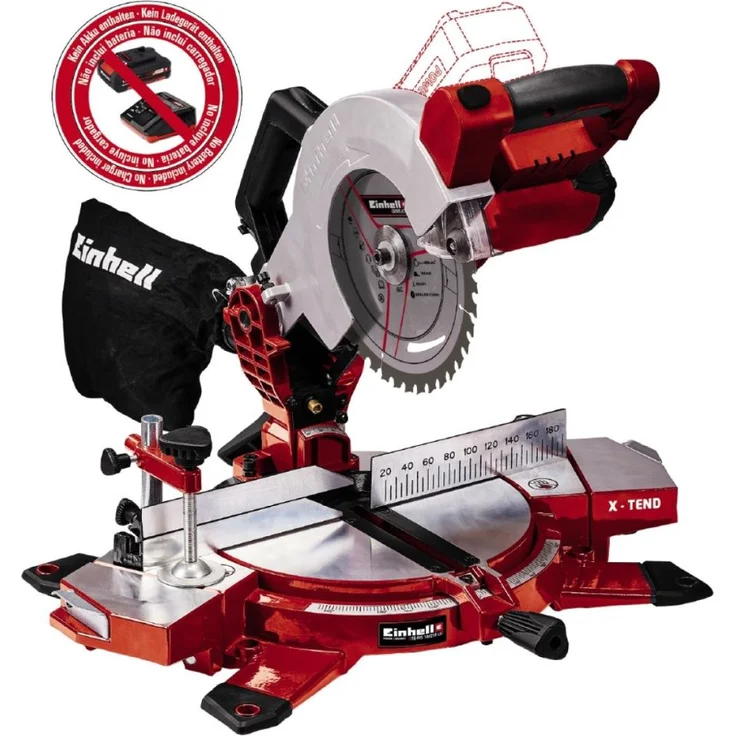 Einhell Akku-Kappsäge TE-MS 18-210 Li-Solo Power X-Change PXC (Li-Ion, 18 V, 3.000 min-1, neigbarer Sägekopf, X-Tend Werkstückauflagen, HM-Präzisionssägeblatt, ohne Akku und Ladegerät) – Bild 1