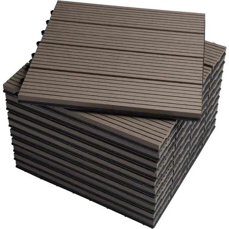 WPC Terrassenfliesen in Holzoptik Bodenbelag mit Klicksystem coffee