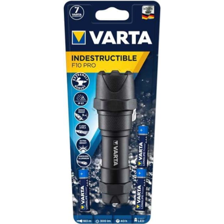 Varta LED-Taschenlampe Indestructible F10 Pro 3AAA mit Batt. schwarz – Bild 2