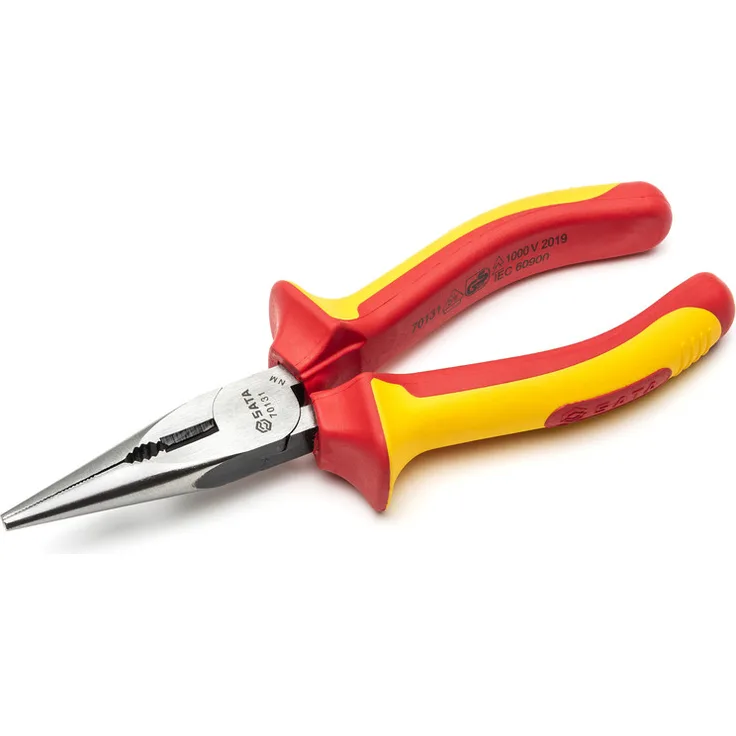 SATA Flachrundzange mit Schneide, isoliert, 150 mm