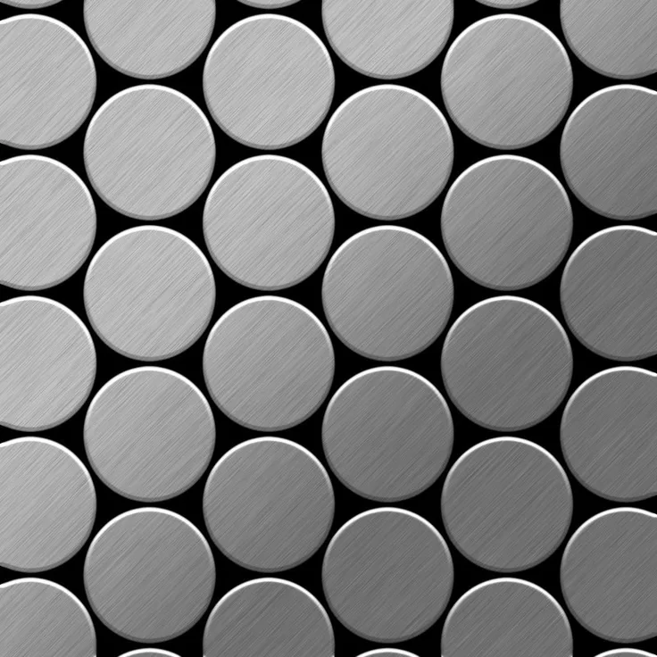 Mosaik Fliese massiv Metall Edelstahl gebürstet in grau 1,6mm stark ALLOY Medallion-S-S-B 0,73 m2
