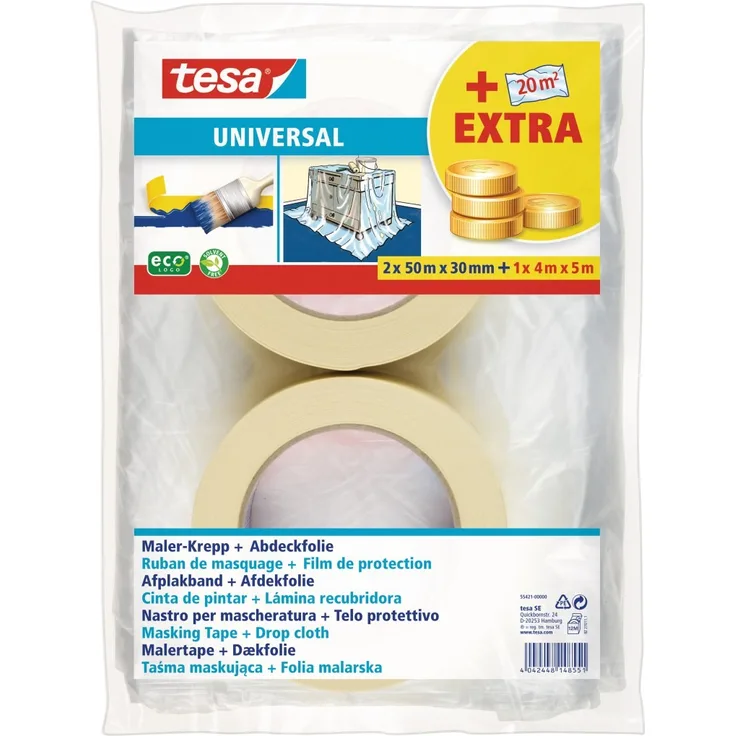 tesa Promo Sparpack Malerband Universal, 2 x 50 m:30 mm  Abdeckfolie