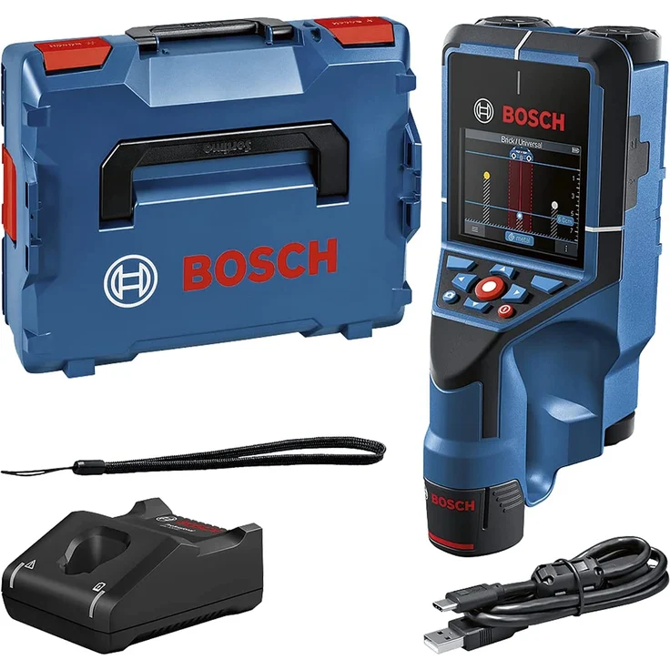 Bosch D-Tect 200 C Wallscanner Leitungssucher Ortung von Bauträger Rohre Leitungsunterbrechnungen Stromleitungen 1x 12V Akku 2,0 Ah L-Boox – Bild 1