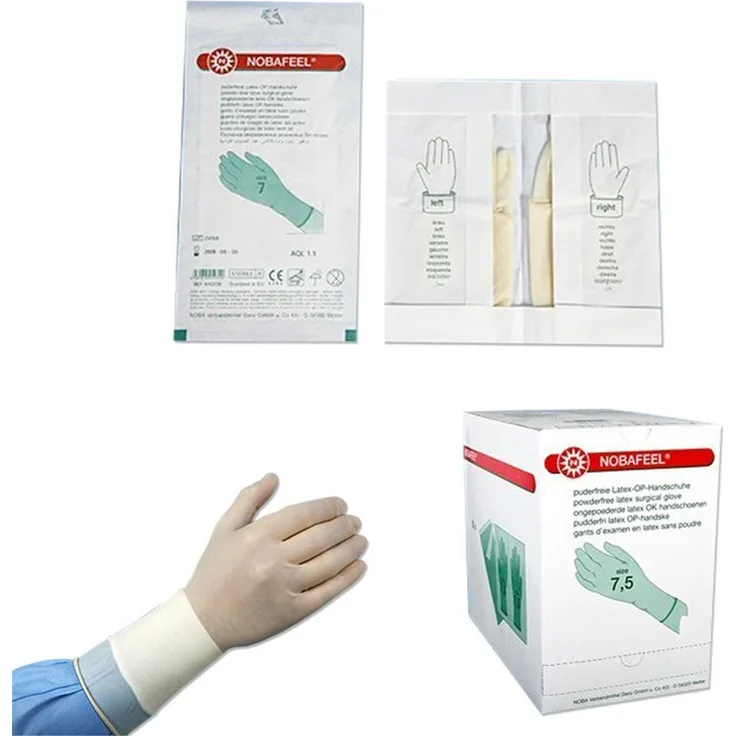 NOBA Nobafeel OP-Latexhandschuhe puderfrei 50 Paar Gr. 7,5 (0,68 &euro, pro 1 Paar)