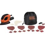 Black+Decker BEW230BCA-QS Dreieckschleifer Mouse (55 Watt, Schleifplatte 133 x 95 mm, Schleifen-Polieren, Klettfix-System, inkl. Schleifpapiere + Fingerschleifpapier, Staubsaugeradapter, Tasche), W