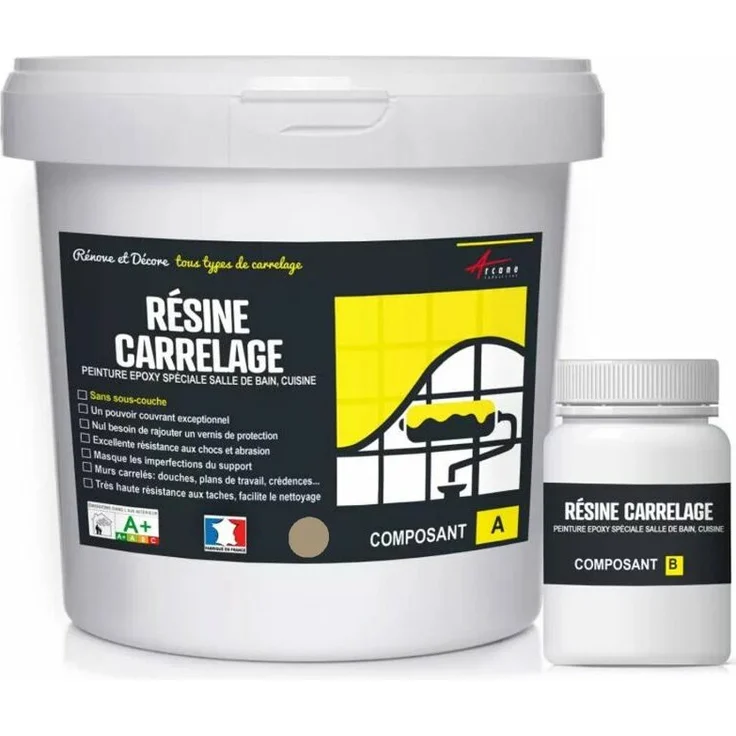 Arcane Industries - FLIESENLACK : Fliesenfarbe für Küche und Badezimmer - Wandfliesen - Grau-Beige RAL 1019 - Kit 1kg bis zu 10 m² für 2 Schichten – Bild 1