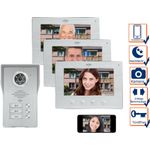 IP Türsprechanlage mit Kamera und Monitor - Video Türklingel für 3 Familienhaus