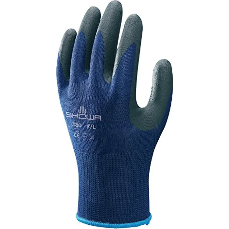 SHOWA 380, Mikroporöses Nitril €“ Beschichtung, Mehrzweck, Blau mit schwarzer Handfläche, 9-XL