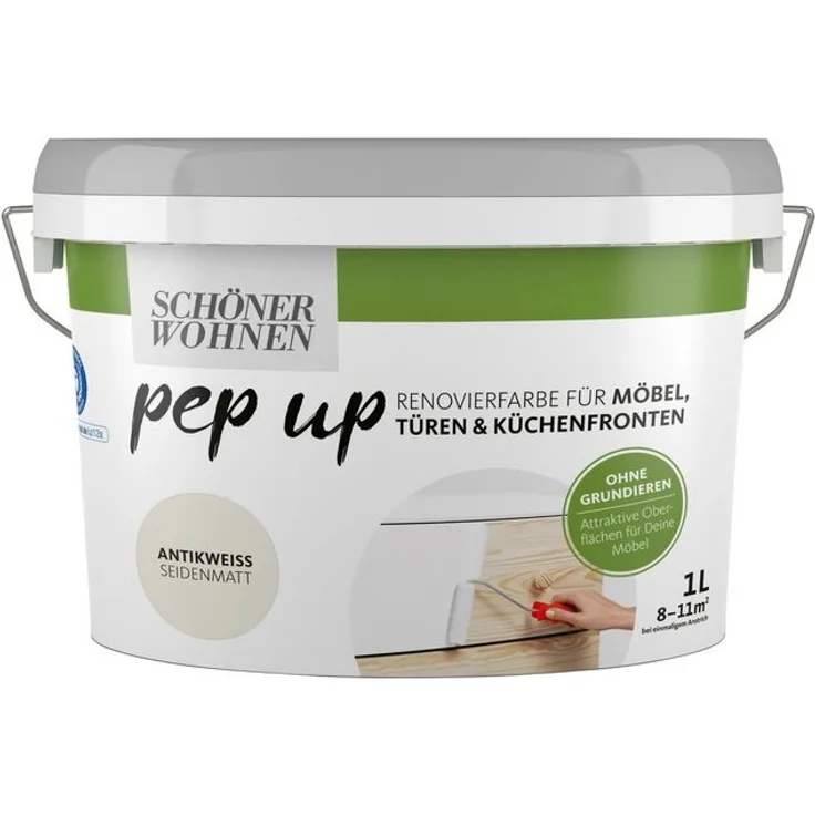 SCHÖNER WOHNEN-Kollektion Lack pep up - antikweiß , seidenmatt, für Möbel, Türen und Küchenfronten, 1 l