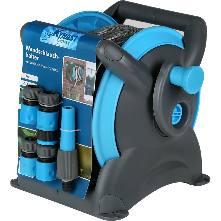 Kynast Garten Trommel 15 m + 1 m, 5 Adapter + Spritze 1-2 Wandschlauchhalter
