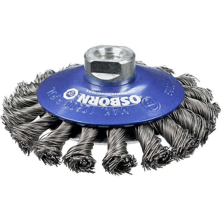Osborn 2622151 AR0002622151 Winkelschleifer 115 mm, Kegelbürste D100x13 mm Gewinde M14x2,0 gezopfter Stahldraht 0,50 mm geprüft