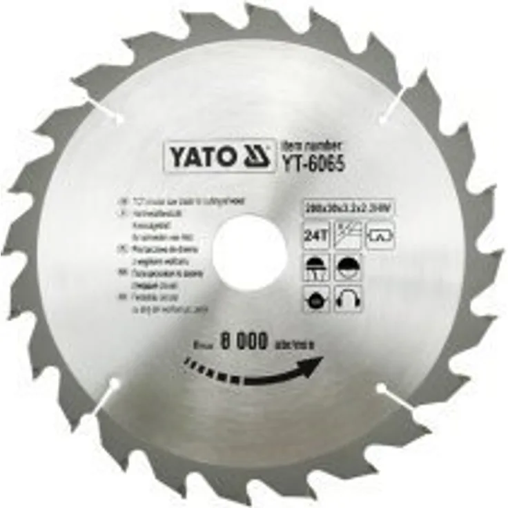 Yato YT-6065 TCT-Sägeblatt für Holz, 200 x 24 x 30 mm