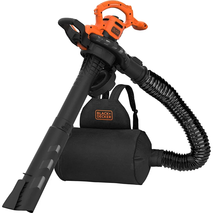 Black und Decker 3-in-1 Elektro-Laubsauger und Laubbläser (2.900 Watt, mit Häcksler, hohe Blasgeschwindigkeit von 315 km-h, 55l Fangsack-Rucksack, für Terrassen, Wege, Einfahrten) BEBLV260 Häckselfunktion – Bild 2