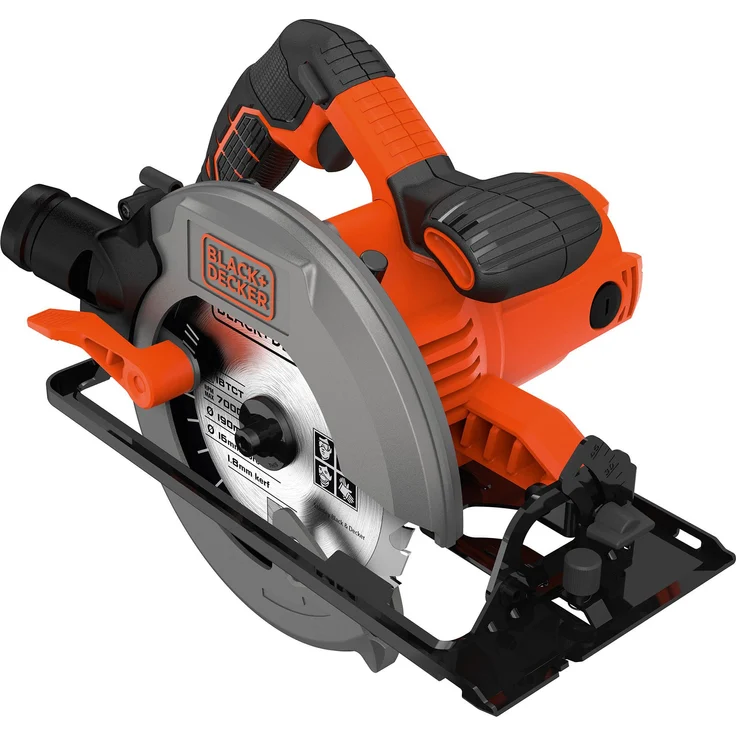 Black+Decker Handkreissäge (1500W, Schnitttiefe 66mm-50mm (90°-45°) Sägeblatt mit Parallelanschlag, Durchmesser 190 mm, Schnellspannhebel, Anschluss für Staubabsaugung) CS1550 – Bild 1