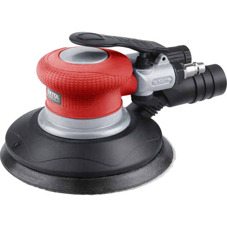 Extol Premium Druckluft-Exzenterschleifer 8865038, Schwingkreis 150mm, Drehzahl 10500-min, Kupplung 1-4'', 1 W, 1 V, rot