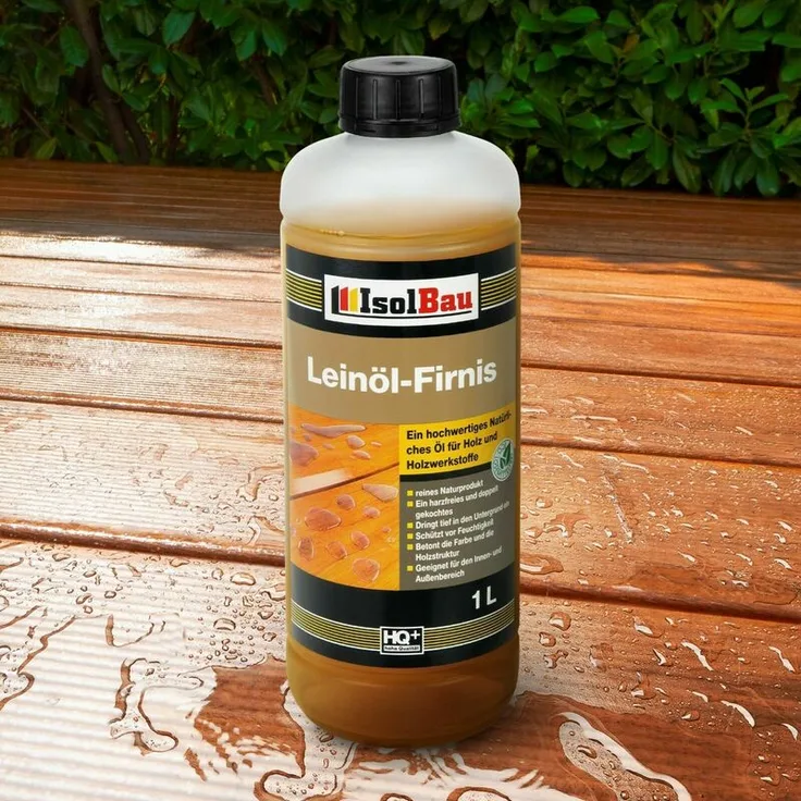 Isolbau - NATUR Holzschutz LEINÖL- FIRNIS 1L Gekocht Holzöl Leinölfirnis Holz Möbel Lasur