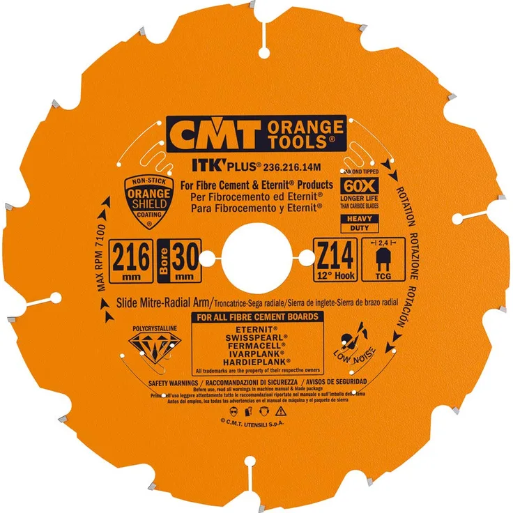 CMT Orange Tools 236.216.14 M Diamant-Kreissägeblatt für Mat. Schleifmittel 216 x 2.1 x 30 Z 14 mit.