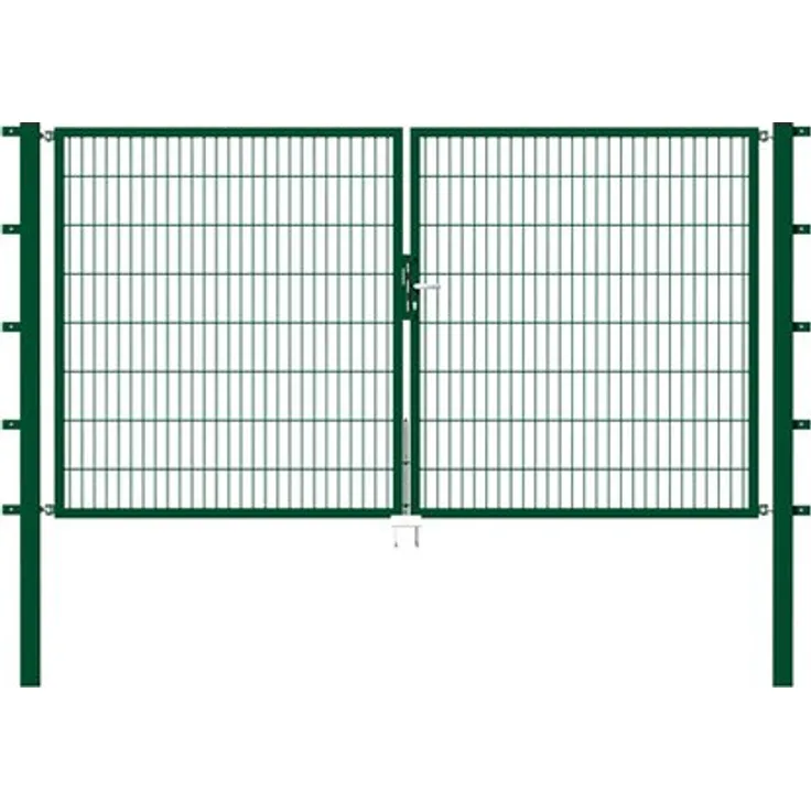 Metallzaun Doppeltor für Doppelstabmatte grün 180 cm x 300 cm