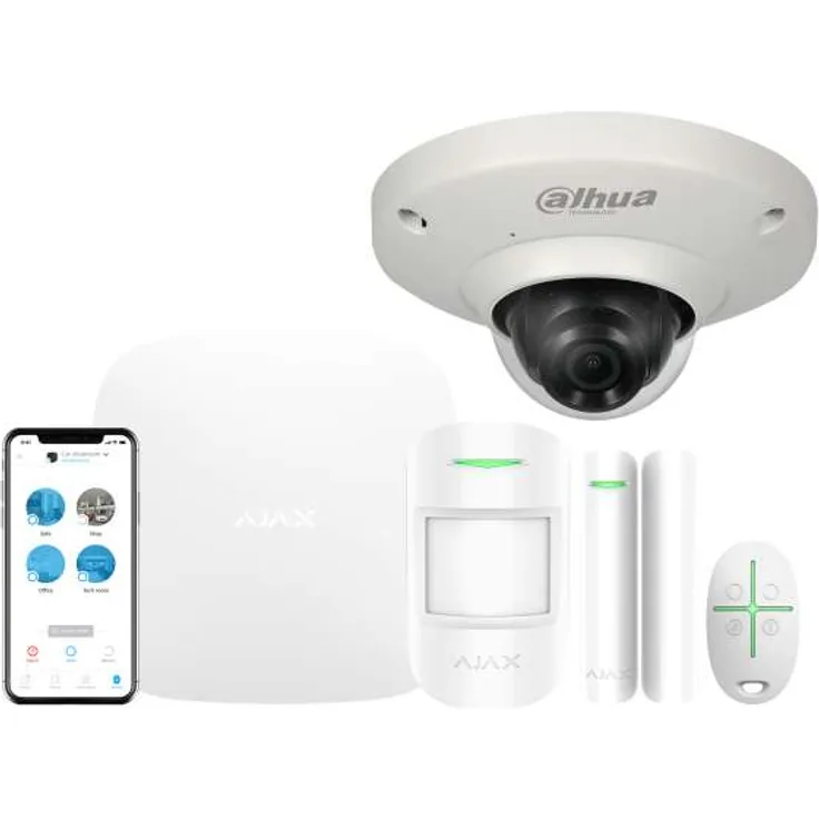 AJAX Alarmzentrale Hub Kit GSM LAN APP Steuerung Starter Paket Weiss inklusive Dahua CAM