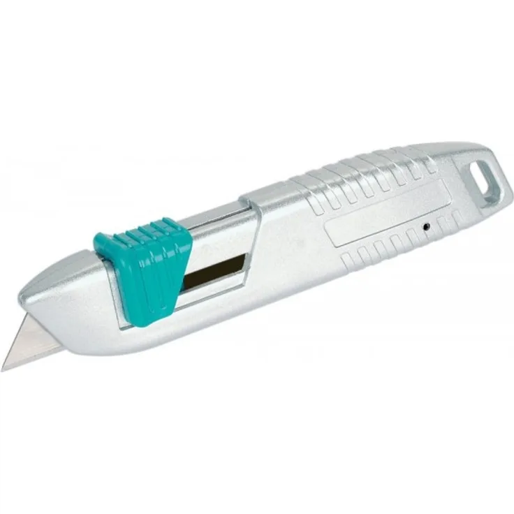 Wolfcraft 4134000 1x Sicherheitsmesser aus Metall mit einziehbarer Klinge