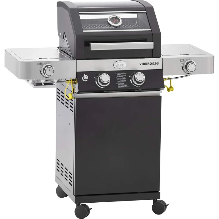 RÖSLE Gasgrill BBQ-Station VIDERO G2-S Schwarz, Grill mit 2 Edelstahlbrennern, extra Primezone und Seitenbrenner, klappbare Seitentische, VARIO+, pulverbeschichteter Stahl, Version 2021 – Bild 1
