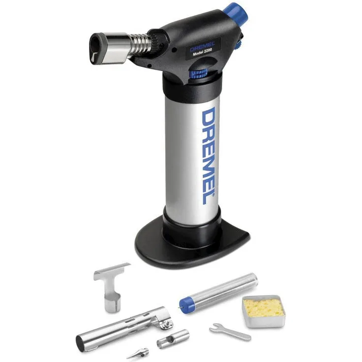 Dremel 2200 VersaFlame Stationären Brenner - Butangas-Lötlampe, Gasbrenner und Löt-Set (mit 4 Zubehören zum Löten, Schrumpfen, Schweißen, Flambieren)