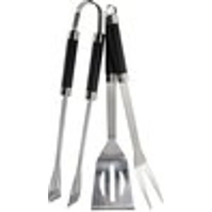 Xavax Grillbesteckset Grillwerkzeug, Edelstahl, 3 Stück, schwarz, silber