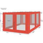 4 Seitenteile mit Moskitonetz für Blätter Pavillon 3x3m Seitenwand Terra - Rotorange RAL 2001