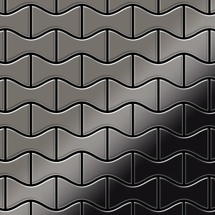 Alloy Mosaik Fliese massiv Metall Titan hochglänzend in dunkelgrau 1,6mm stark Kismet-Ti-SM Designed by Karim Rashid 0,86 m2