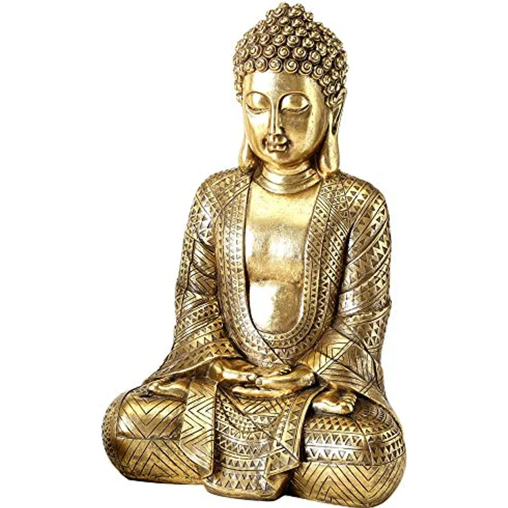 Buddha Deko Figur gold, Kunstharz Höhe 39 cm