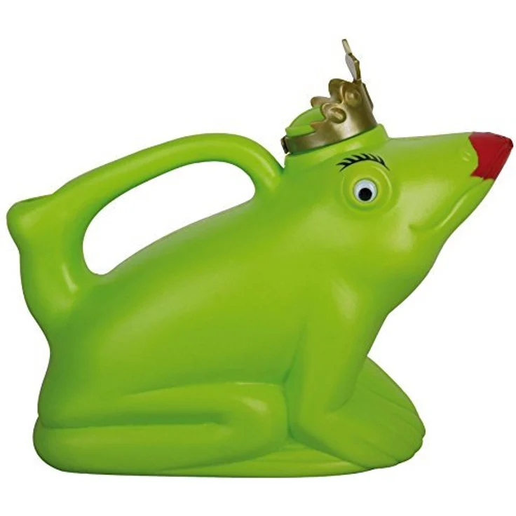Esschert Design Gießkanne, Wasserkanne Motiv Froschkönigin mit roten Lippen, in grün, ca. 24 cm x 12 cm x 21 cm