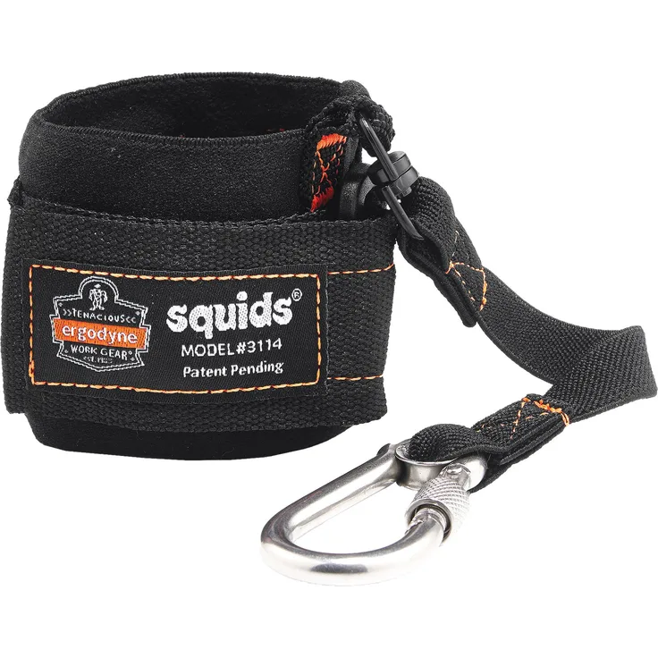 Ergodyne Squids 3114 schwarzes Umhängeband zum Anziehen mit Karabiner, 1,36 kg